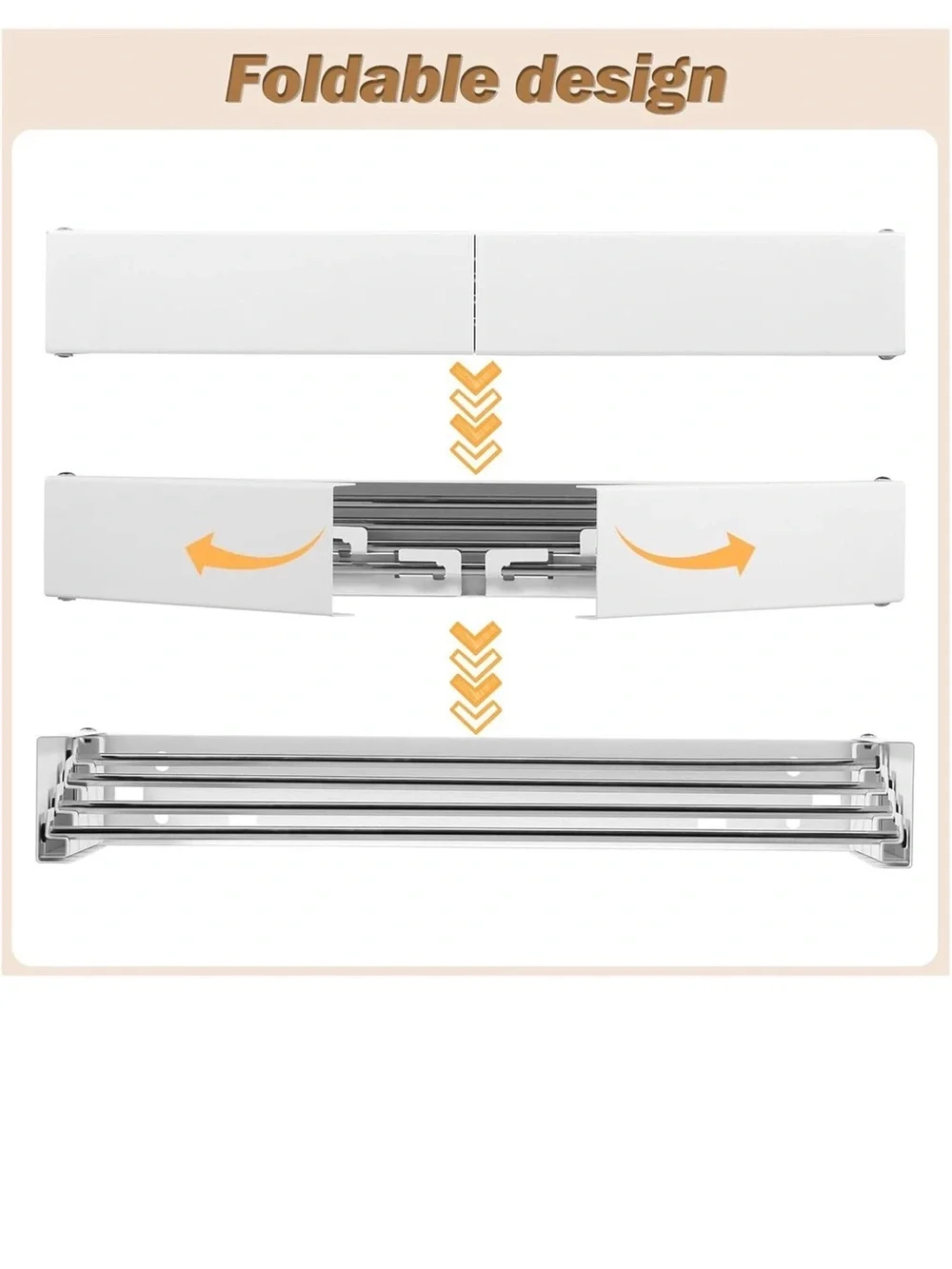 New Open Box White Foldable Wall Mounted Clothes Rack, Retractable Clothes Dryin
